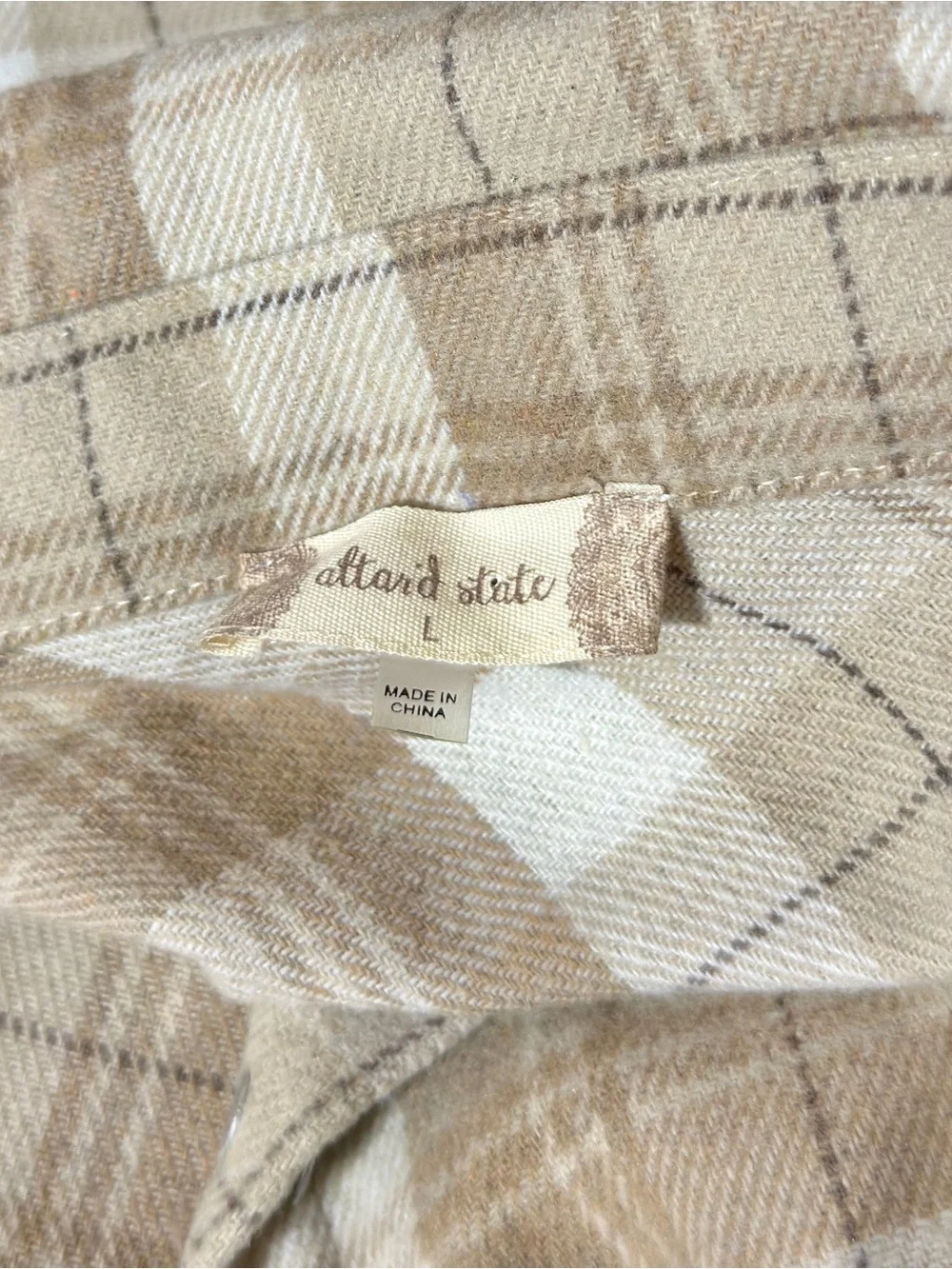 Altar'd State Beige Plaid Utility Shacket